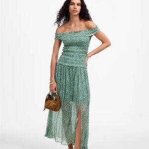 NWT Madewell Teal and Cream Floral Dress